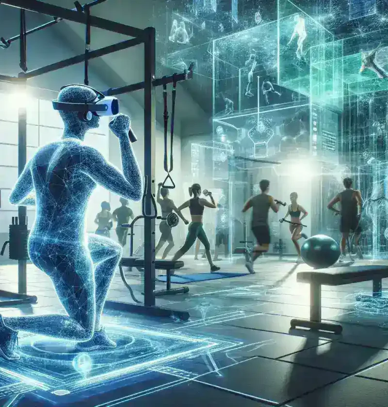 "Peloton instructor leading a mixed-reality fitness class, showcasing advanced technology and immersive workout experiences at home."