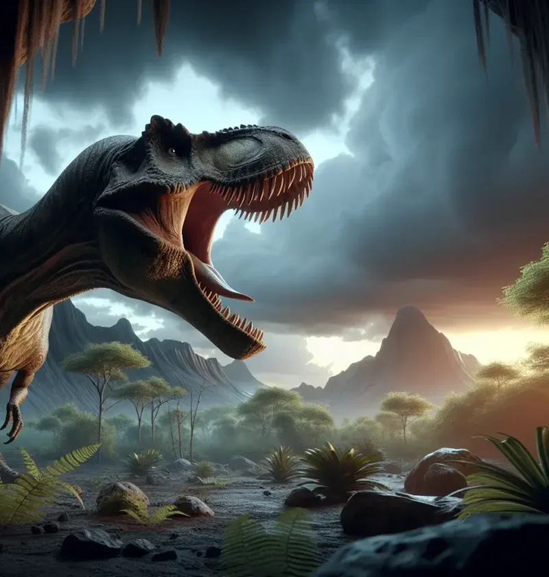 "Illustration of a dinosaur roaring, showcasing new research findings that challenge existing beliefs about dinosaur vocalizations, featured in the article 'Roaring Reality: New Research Challenges Longstanding Assumptions About Dinosaur Sounds.'"