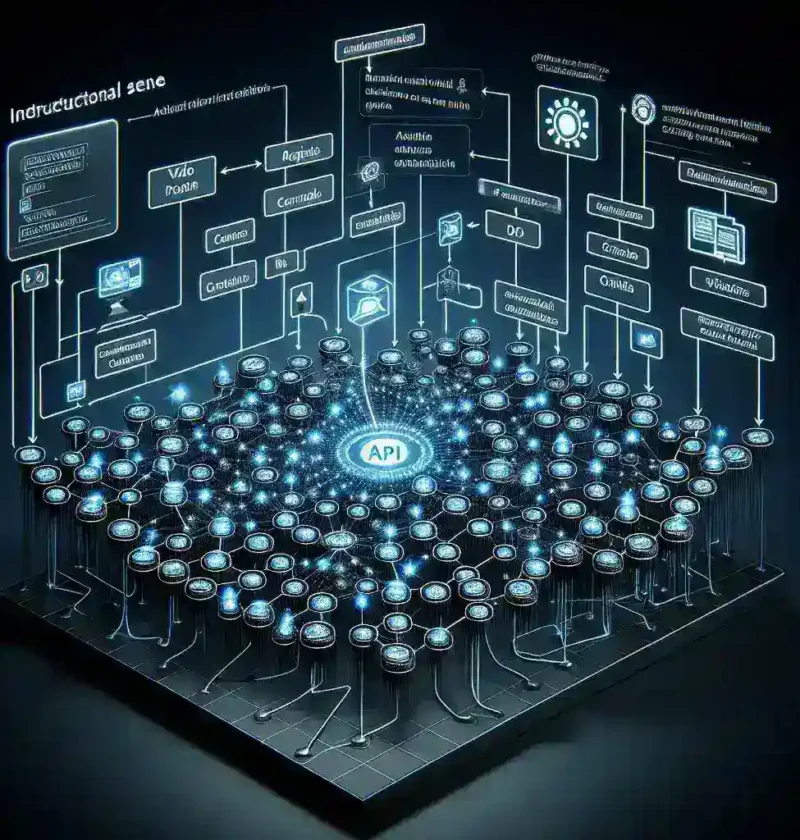 "Automated video creation using API technology: A visual representation of generating hundreds of video variations efficiently."